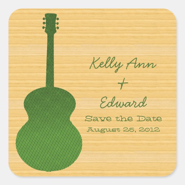 Guitarra Verde Salve os Adesivos de Data (Frente)