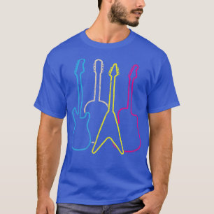 Guitarrista Camisa Colorida Violão Elétrico Retro