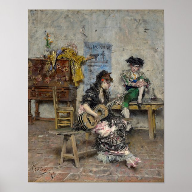 Guitarrista por Giovanni Boldini Impressão (Frente)