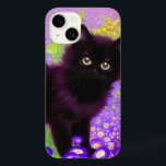 Gustav Klimt Black Kitten<br><div class="desc">capas de iphone com um gatinho preto Gustav Klimt! Esta beleza de olhos largos se coloca num campo verde de flores roxas. Um presente pensativo para amantes de gatos e entusiastas de arte austríacos!</div>