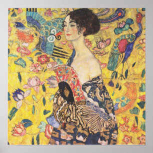 Gustav Klimt - Dama com Poster de reprodução de 