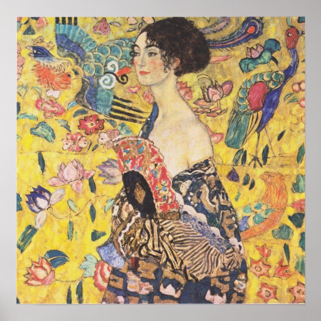 Gustav Klimt - Dama com Poster de reprodução do ve (Frente)