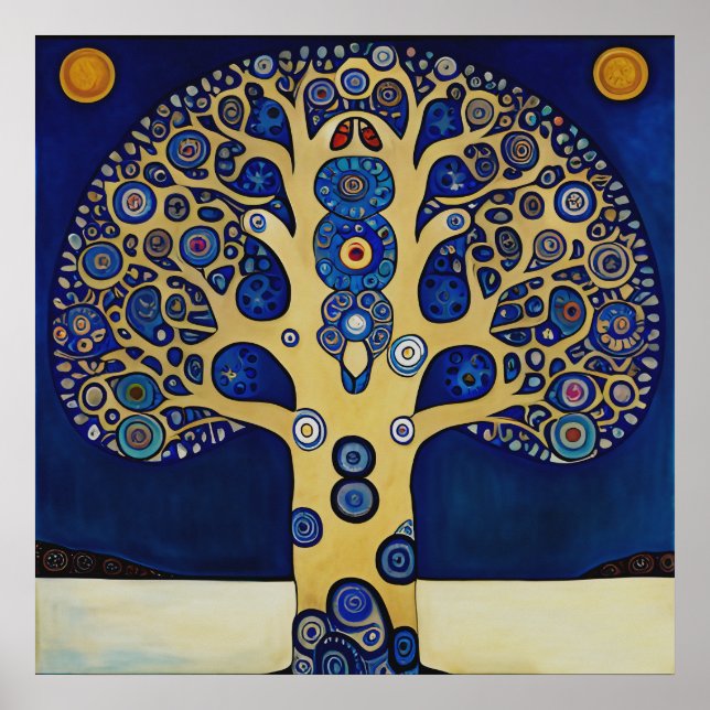 Gustav Klimt inspirou a Poster da árvore da vida (Frente)