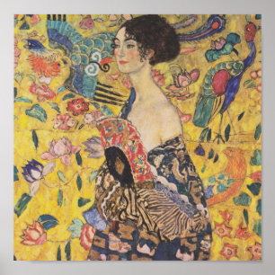 Gustav Klimt Lady com Poster de ventilador