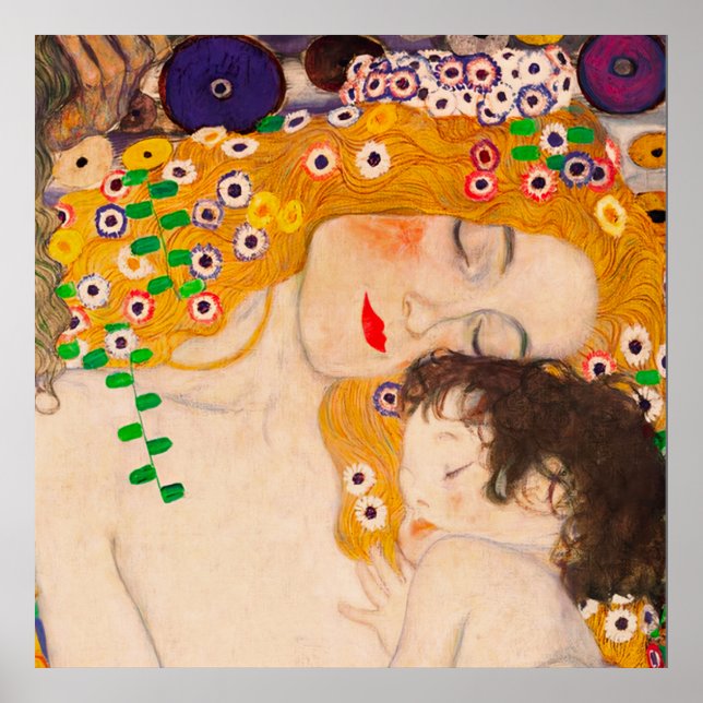 Gustav Klimt - Poster de Mãe e Criança (Frente)