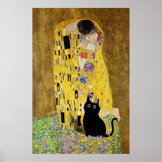 Gustav Klimt Poster do Gato Beijo (Frente)