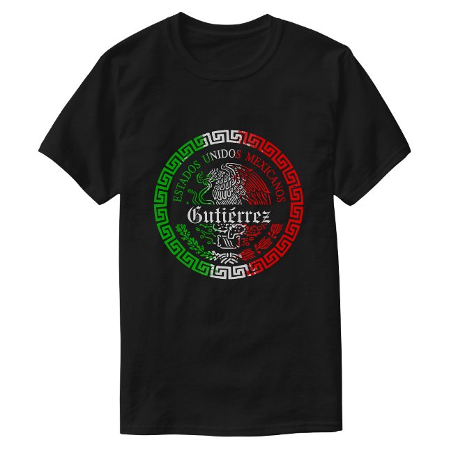 Gutiérrez  Camiseta masculina tema México Sobrenom (Gutiérrez Last name Mexico themed T-shirt Men)