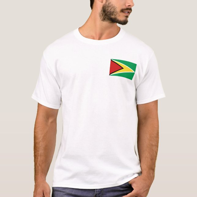 Guyana Flag e Map T-Shirt (Frente)