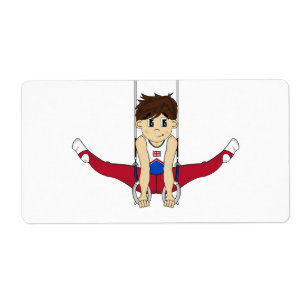 Gymnast bonito na etiqueta da etiqueta dos anéis