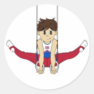 Gymnast bonito na etiqueta dos anéis