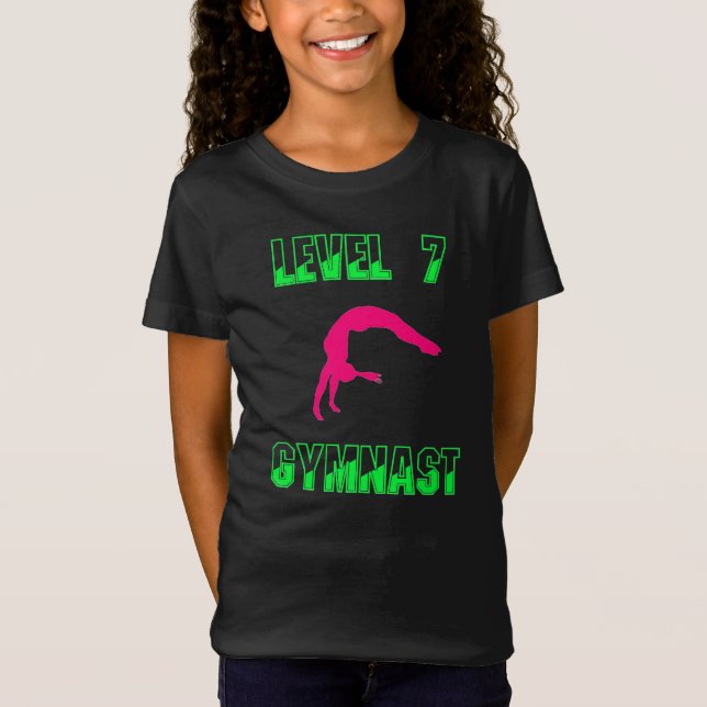 Gymnast Neon Pink e T-Shirt Verde de Nível 7 (Frente)