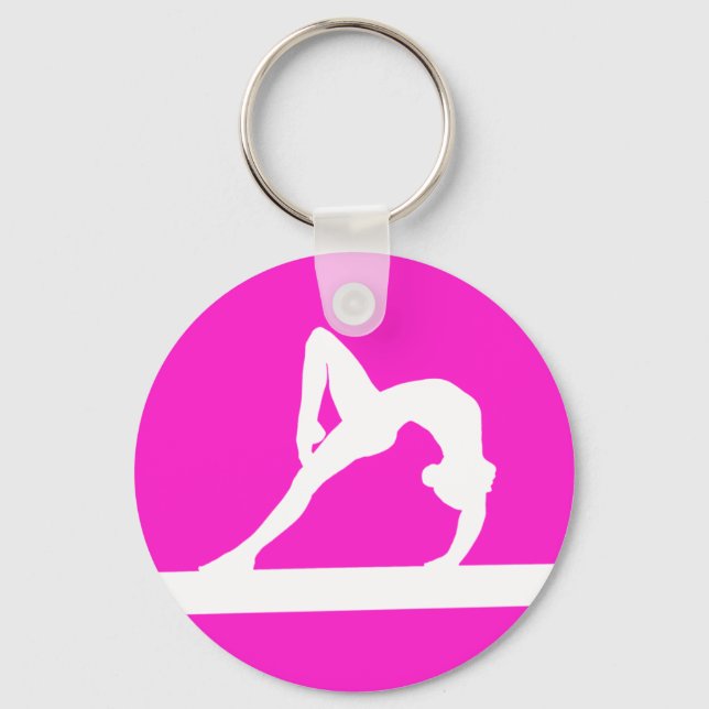 Gymnast Silhouette Chaveiro Rosa (Frente)