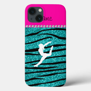 Gymnast turquoise glitter zebra strips