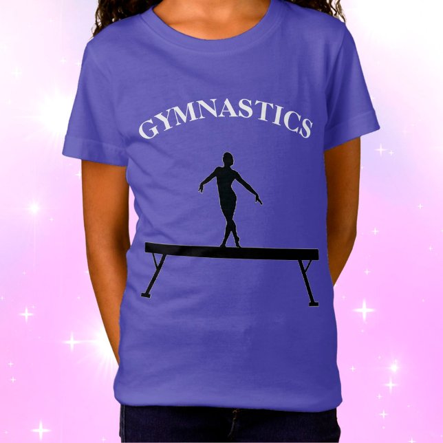 Gymnastics Balance Beam c/ Name Girls T-Shirt (Criador carregado)