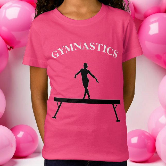 Gymnastics Balance Beam c/ Name Girls T-Shirt (Gymnastics T-Shirt )