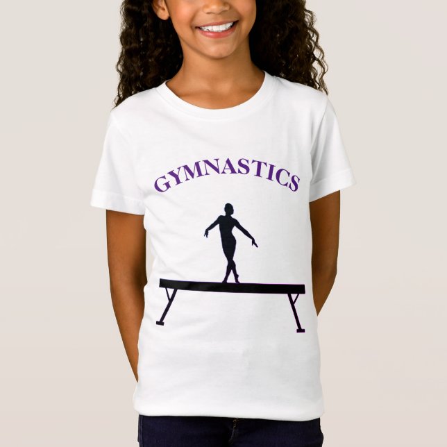 Gymnastics Balance Beam c/ Name Girls T-Shirt (Frente)