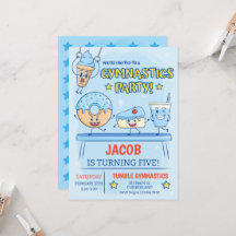 Gymnastics Birthday Convite Boy