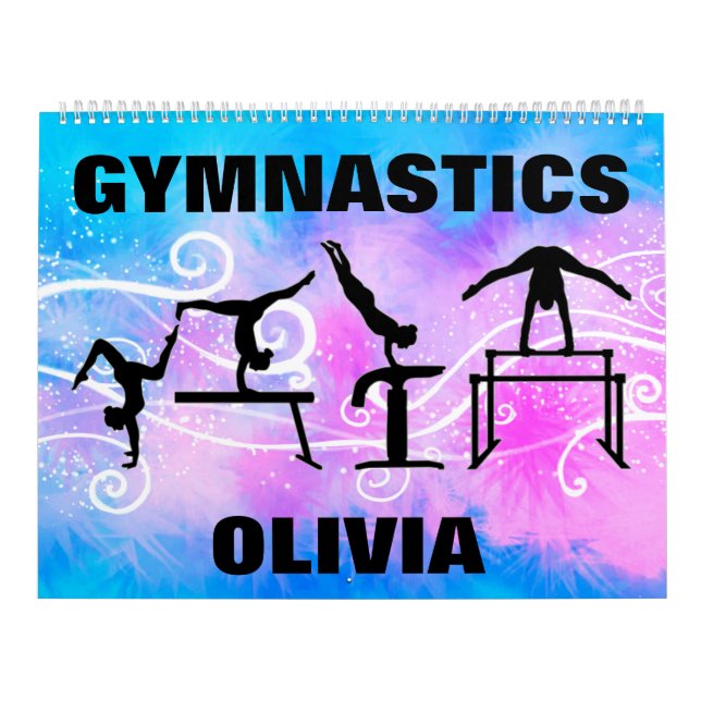 Gymnastics Blue Purple White Swirl Calendário (Capa)