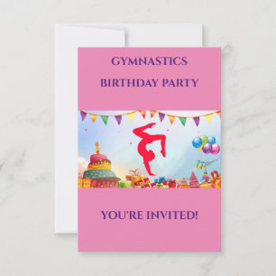 "GYMNASTICS" convites de aniversário para garotas.
