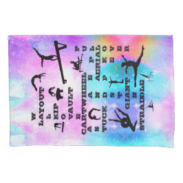 Gymnastics Crosswords Holograma Pillowcase com Nom