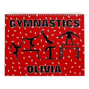 Gymnastics Girls Red and White Sprinkle Calendário