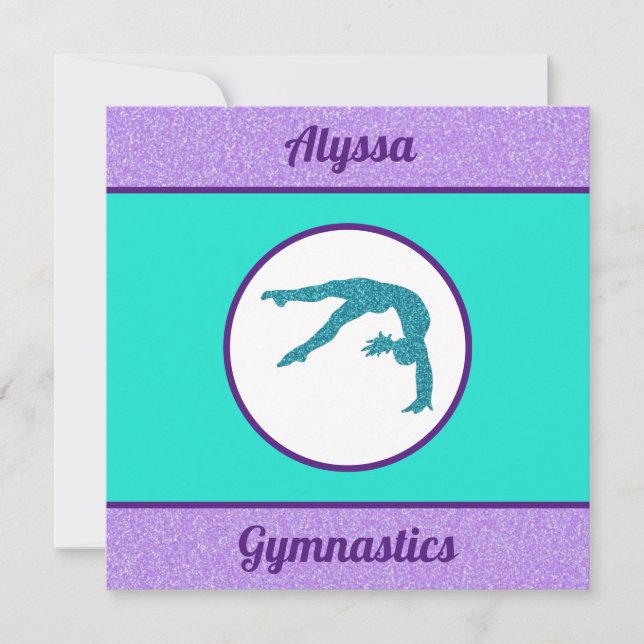 Gymnastics Purple / Turquoise Flat Card (Frente)