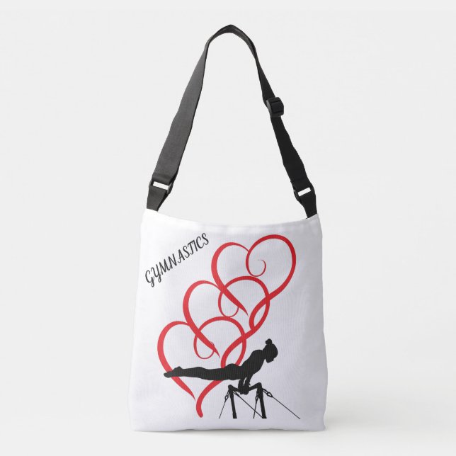 Gymnastics Tote bag com ginasta e corações. (Frente)