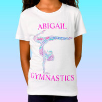 Gymnastics Word Art Handstand Pose T-Shirt com Nom