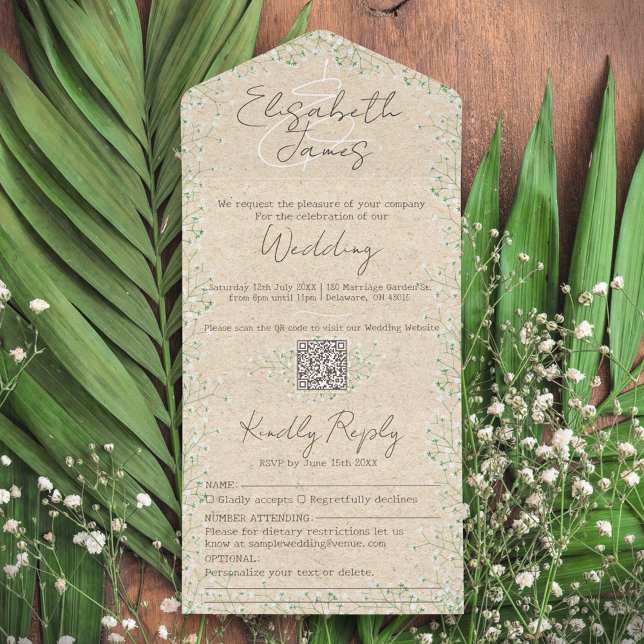 Gypsophila Watercolor Floral Rustic & Boho Wedding (Criador carregado)