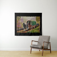Gypsy Vanner Horse Irish Caravan Wagon Tapeçaria