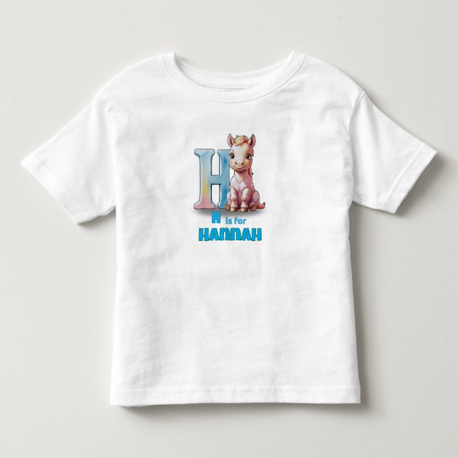 H é para Hannah – Camiseta Personalizada para Cria (Frente)