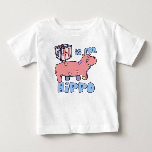 H é para o t-shirt do bebê do hipopótamo (Frente)
