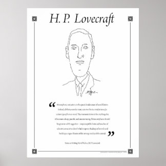 H. P. Lovecraft Escrevendo Cote Poster