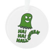 "Ha! Ha! Ornamento Ghost Verde de Halloween