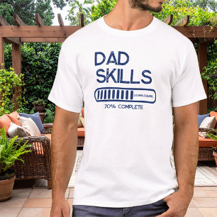 Habilidades de Pai Baixando Camiseta Azul Engraçad