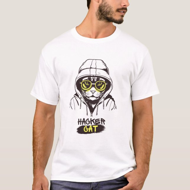 Hacker Cat T-shirt (Frente)