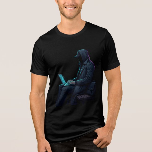 Hacker with laptop T-Shirt (Frente)