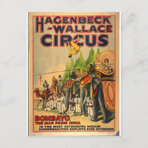 Hagenbeck Circus Vintage cartão postal Bombayo