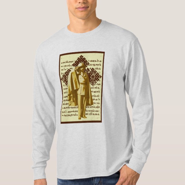 Haile mim camisa longa da Capa de Selassie (Frente)