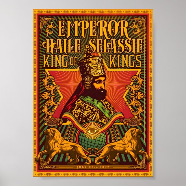 Haile Selassie I Poster Jah Rastafari Rasta Poster (Frente)