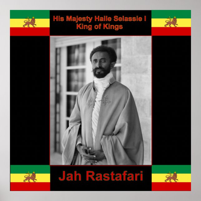 Haile Selassie Jah Rastafari Grande Impressão na C (Frente)