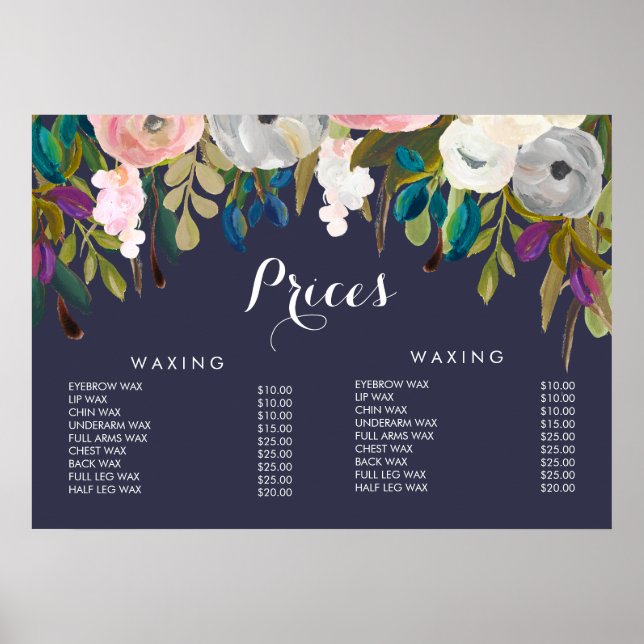 Hair Beauty Salon Beautician Price Poster (Frente)