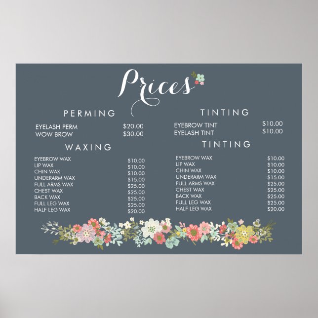 Hair Beauty Salon Beautician Price Poster (Frente)