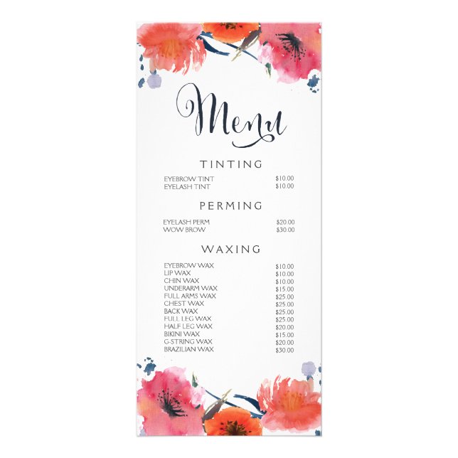 Hair Nail Spa Salon Beautical Menu Price List (Frente)
