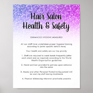 Hair Salon Health Safety Glitter Poster