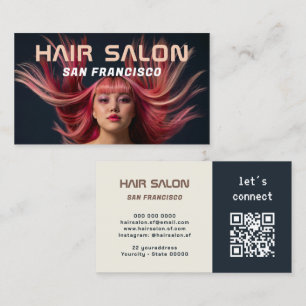 Hair Salon Photo QR Code Cartão de visita