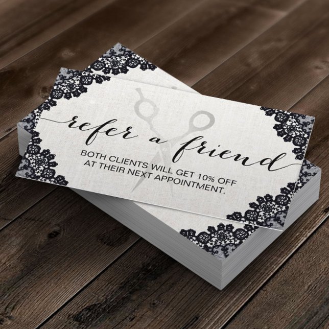 Hair Stylist Vintage Black Lacrado Salon Referral (Criador carregado)