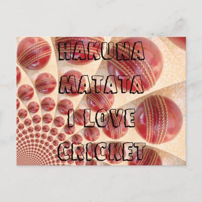 Hakuna Matata Eu adoro cartão postal do Cricket (Frente)