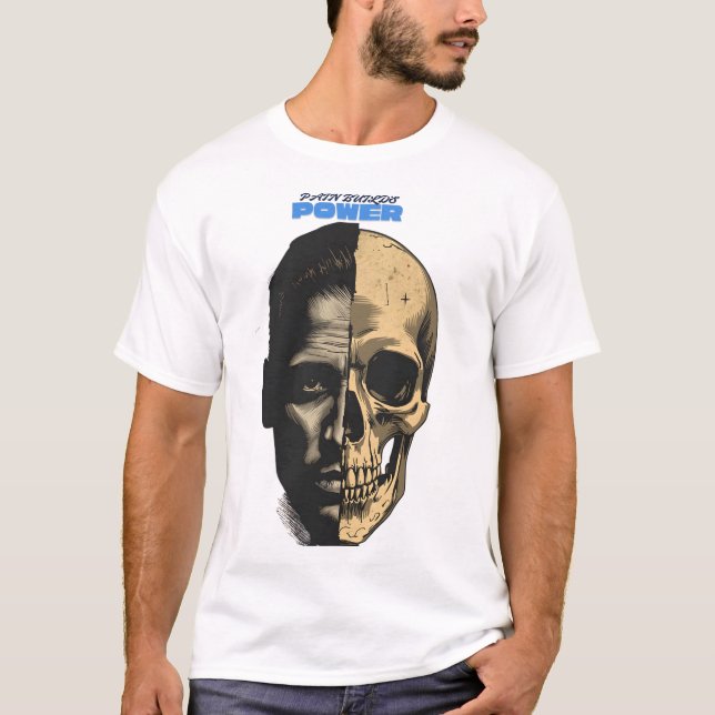 Half Human Half Skull Power Graphic T-Shirt (Frente)