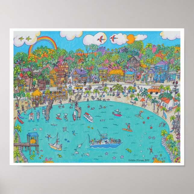 Half Moon Bay, Impressão Roatan, Honduras (Frente)